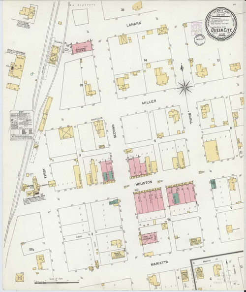 Queen City Texas 1896 - Fire Insurance Index - Old Map Reprint