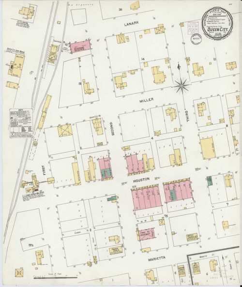 Queen City Texas 1901 - Fire Insurance Index - Old Map Reprint
