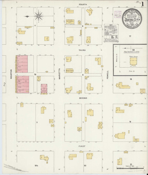 Queen City Texas 1906 - Fire Insurance Index - Old Map Reprint