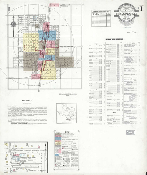 Raymondville Texas 1948 - Fire Insurance Index - Old Map Reprint
