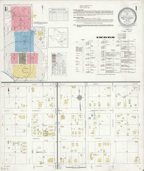 Refugio Texas 1935 - Fire Insurance Index - Old Map Reprint