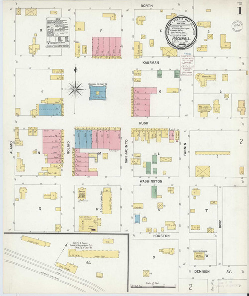 Rockwall Texas 1900 - Fire Insurance Index - Old Map Reprint