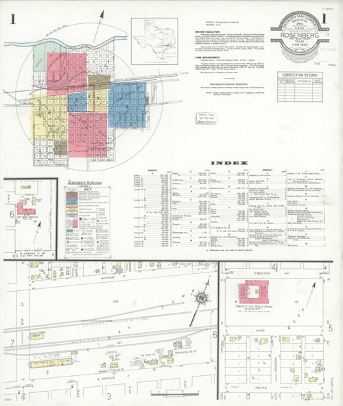 Rosenberg Texas 1942 - Fire Insurance Index - Old Map Reprint