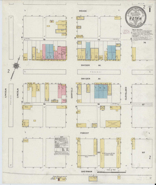 Rotan Texas 1911 - Fire Insurance Index - Old Map Reprint