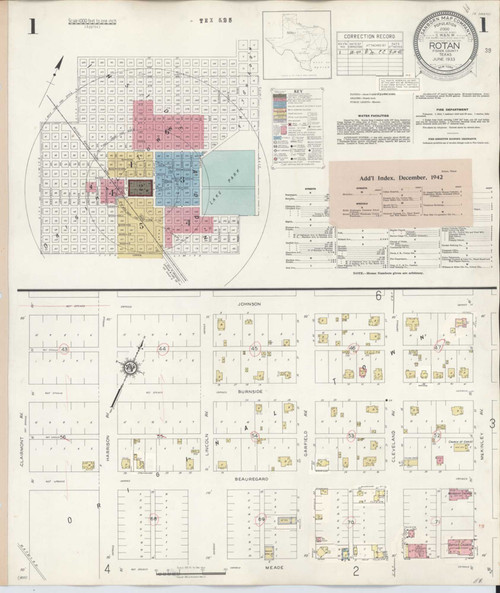 Rotan Texas 1940 - Fire Insurance Index - Old Map Reprint