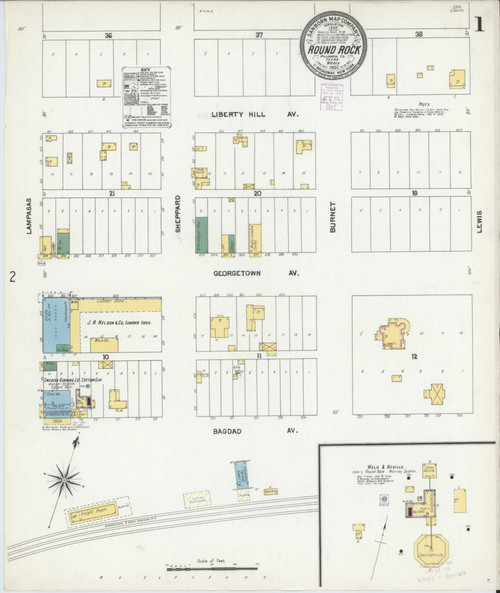 Round Rock Texas 1902 - Fire Insurance Index - Old Map Reprint