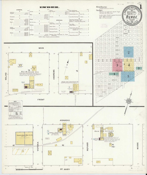 Runge Texas 1912 - Fire Insurance Index - Old Map Reprint