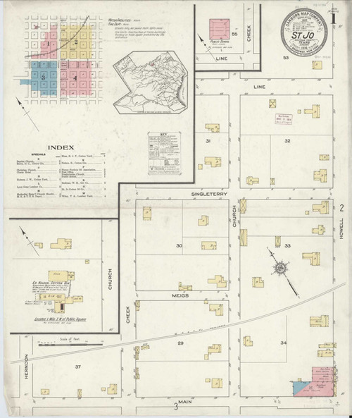 Saint Jo Texas 1914 - Fire Insurance Index - Old Map Reprint