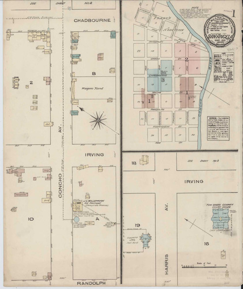 San Angelo Texas 1885 - Fire Insurance Index - Old Map Reprint