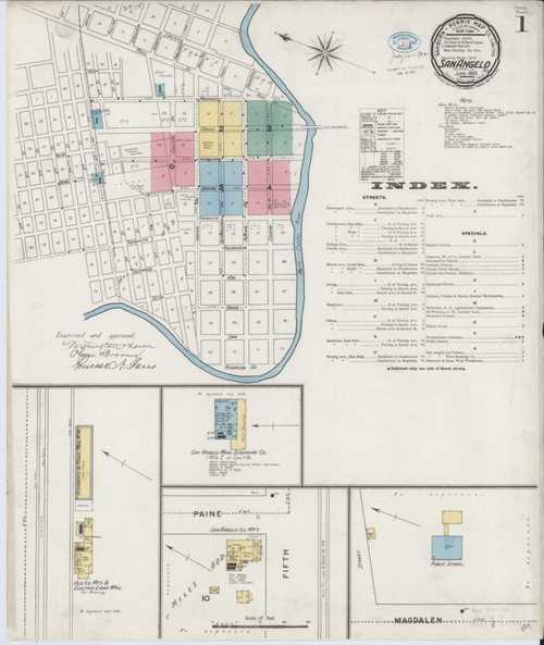 San Angelo Texas 1894 - Fire Insurance Index - Old Map Reprint