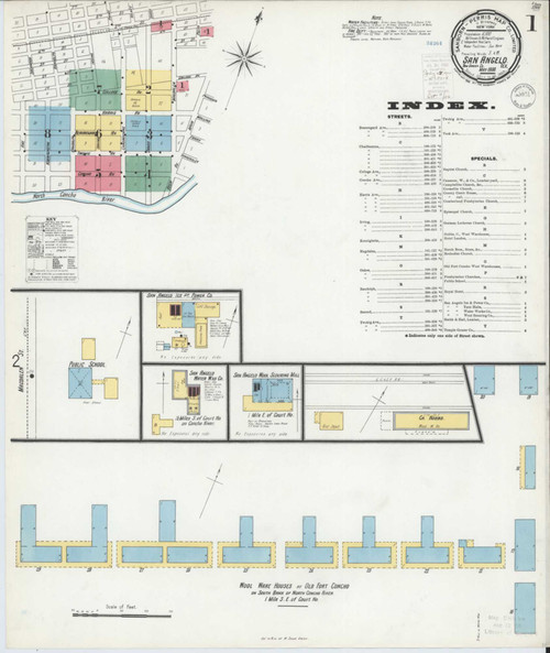 San Angelo Texas 1900 - Fire Insurance Index - Old Map Reprint