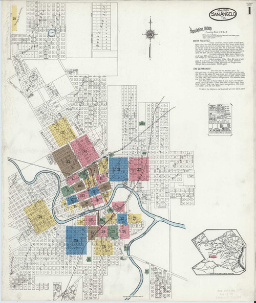 San Angelo Texas 1920 - Fire Insurance Index - Old Map Reprint