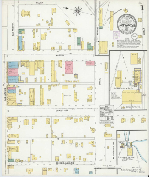 San Marcos Texas 1902 - Fire Insurance Index - Old Map Reprint