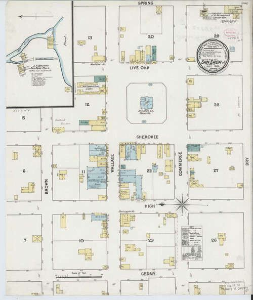 San Saba Texas 1889 - Fire Insurance Index - Old Map Reprint