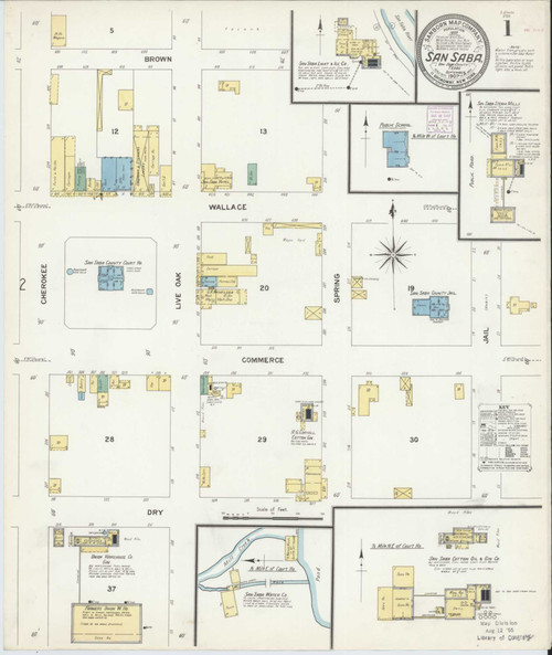 San Saba Texas 1907 - Fire Insurance Index - Old Map Reprint