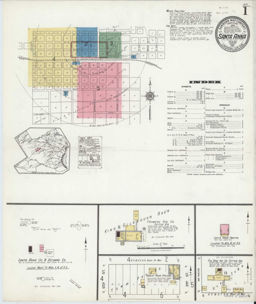 Santa Anna Texas 1921 - Fire Insurance Index - Old Map Reprint