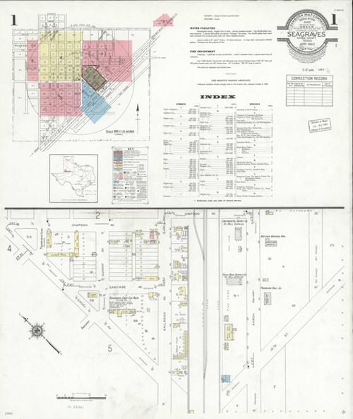 Seagraves Texas 1940 - Fire Insurance Index - Old Map Reprint