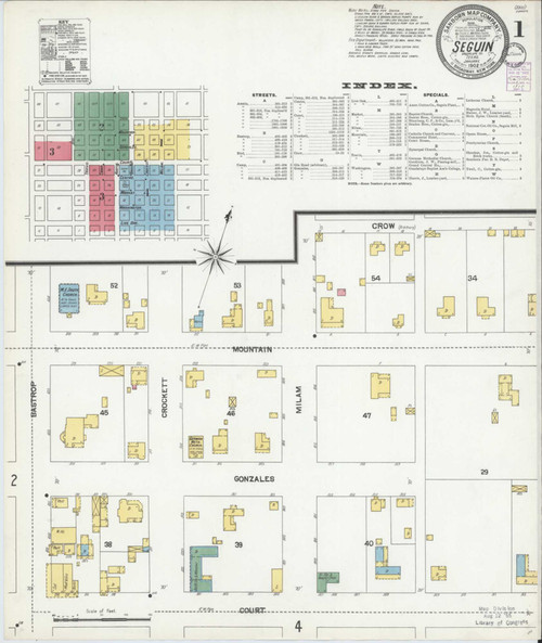 Seguin Texas 1902 - Fire Insurance Index - Old Map Reprint