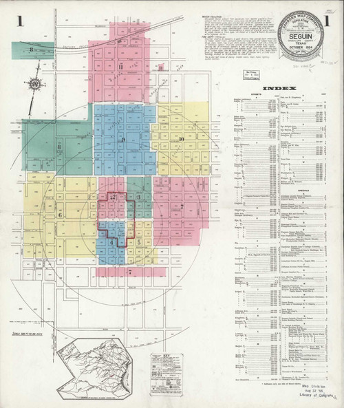 Seguin Texas 1924 - Fire Insurance Index - Old Map Reprint