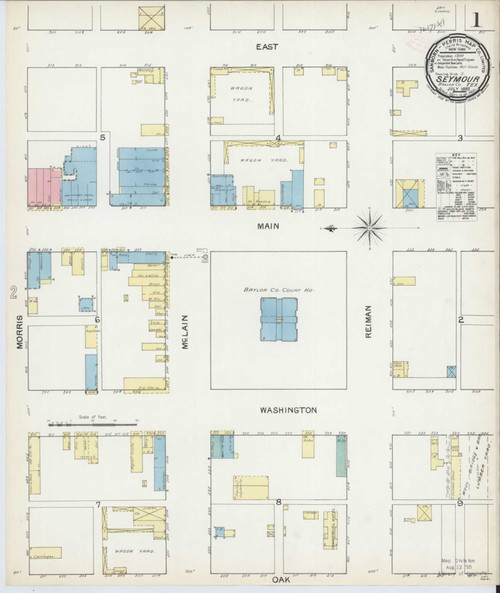 Seymour Texas 1892 - Fire Insurance Index - Old Map Reprint