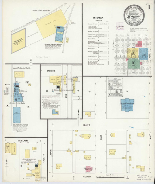 Seymour Texas 1908 - Fire Insurance Index - Old Map Reprint