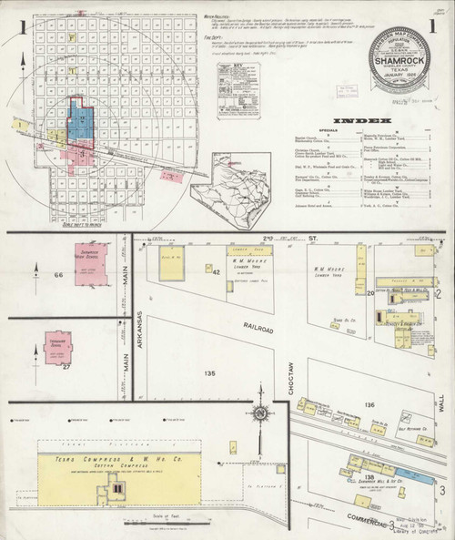 Shamrock Texas 1926 - Fire Insurance Index - Old Map Reprint