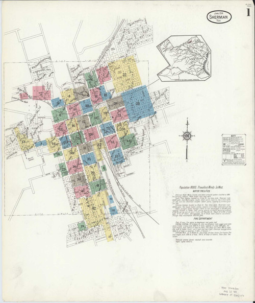 Sherman Texas 1914 - Fire Insurance Index - Old Map Reprint
