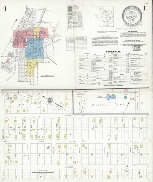 Sonora Texas 1937 - Fire Insurance Index - Old Map Reprint