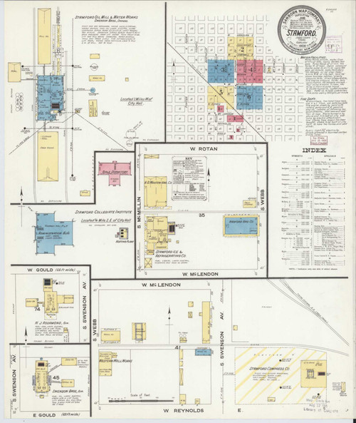 Stamford Texas 1908 - Fire Insurance Index - Old Map Reprint