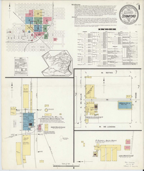 Stamford Texas 1913 - Fire Insurance Index - Old Map Reprint