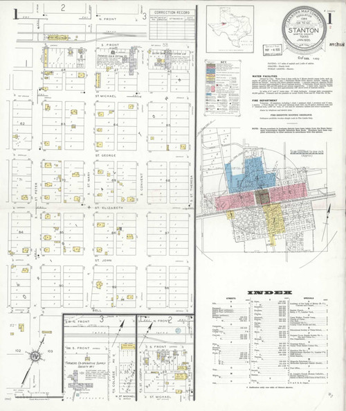 Stanton Texas 1935 - Fire Insurance Index - Old Map Reprint