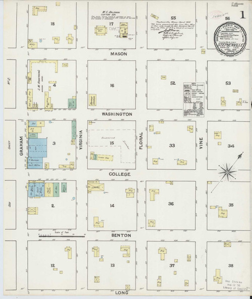 Stephenville Texas 1891 - Fire Insurance Index - Old Map Reprint