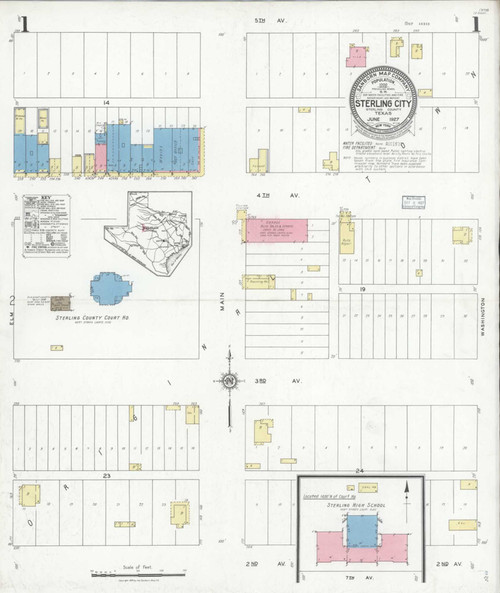 Sterling City Texas 1927 - Fire Insurance Index - Old Map Reprint