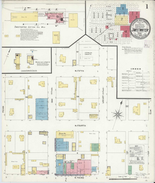Sweetwater Texas 1908 - Fire Insurance Index - Old Map Reprint