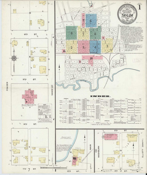 Taylor Texas 1912 - Fire Insurance Index - Old Map Reprint