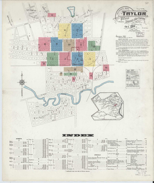 Taylor Texas 1916 - Fire Insurance Index - Old Map Reprint