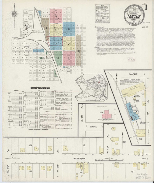 Teague Texas 1914 - Fire Insurance Index - Old Map Reprint
