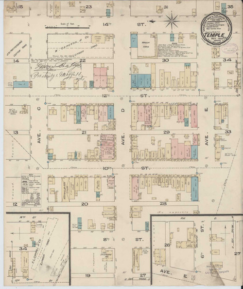 Temple Texas 1885 - Fire Insurance Index - Old Map Reprint