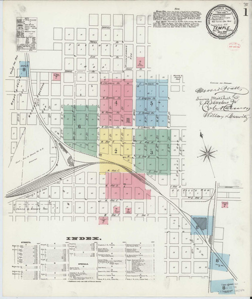 Temple Texas 1896 - Fire Insurance Index - Old Map Reprint