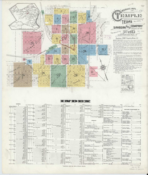 Temple Texas 1915 - Fire Insurance Index - Old Map Reprint