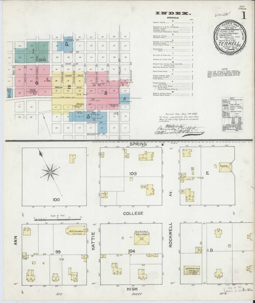 Terrell Texas 1892 - Fire Insurance Index - Old Map Reprint