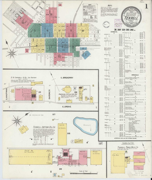 Terrell Texas 1902 - Fire Insurance Index - Old Map Reprint