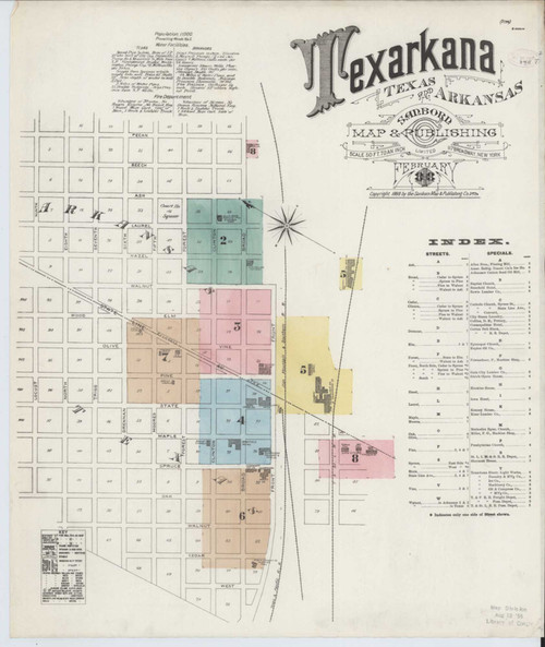 Texarkana Texas 1888 - Fire Insurance Index - Old Map Reprint