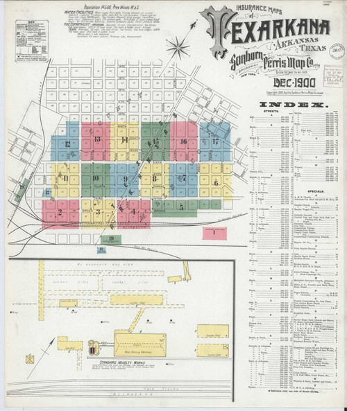 Texarkana Texas 1900 - Fire Insurance Index - Old Map Reprint