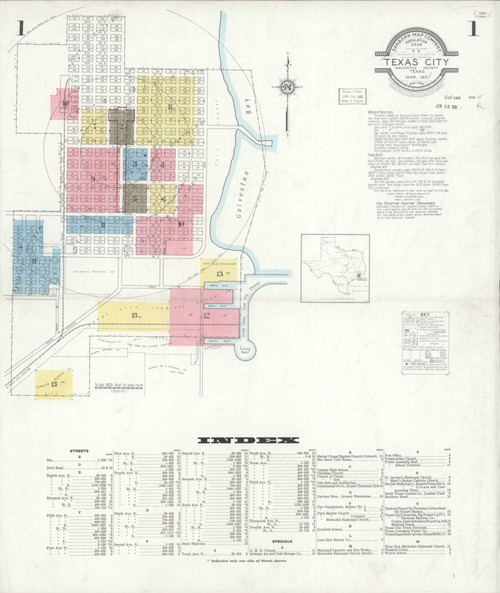 Texas City Texas 1931 - Fire Insurance Index - Old Map Reprint