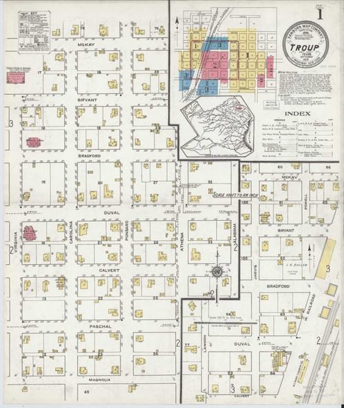 Troup Texas 1919 - Fire Insurance Index - Old Map Reprint