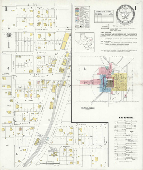 Troup Texas 1934 - Fire Insurance Index - Old Map Reprint