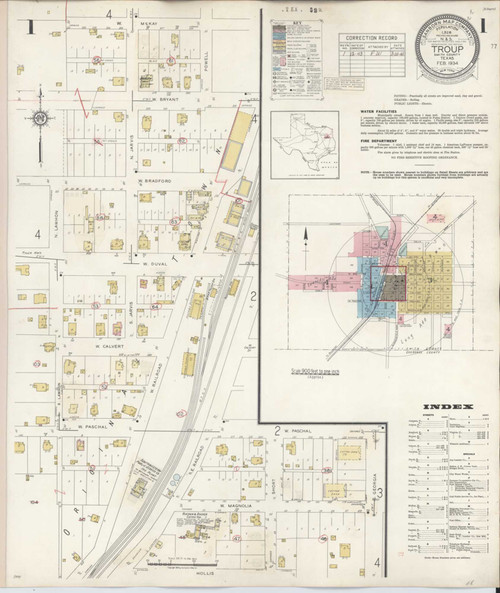 Troup Texas 1943 - Fire Insurance Index - Old Map Reprint