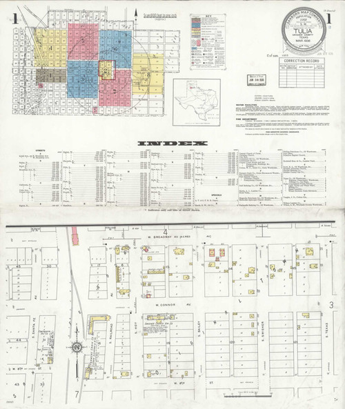 Tulia Texas 1936 - Fire Insurance Index - Old Map Reprint
