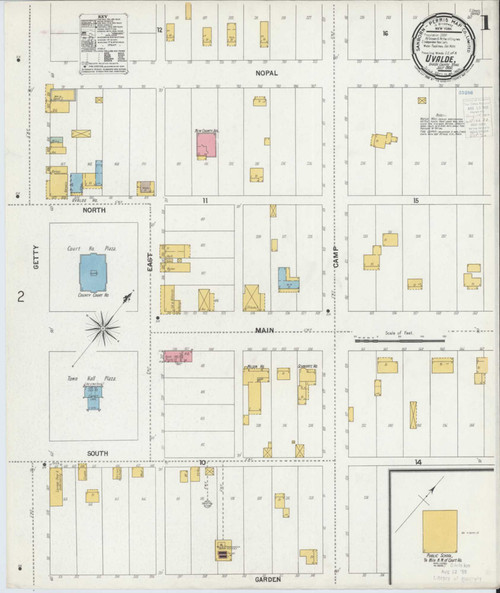 Uvalde Texas 1900 - Fire Insurance Index - Old Map Reprint